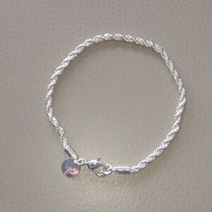 7" silver rope bracelet